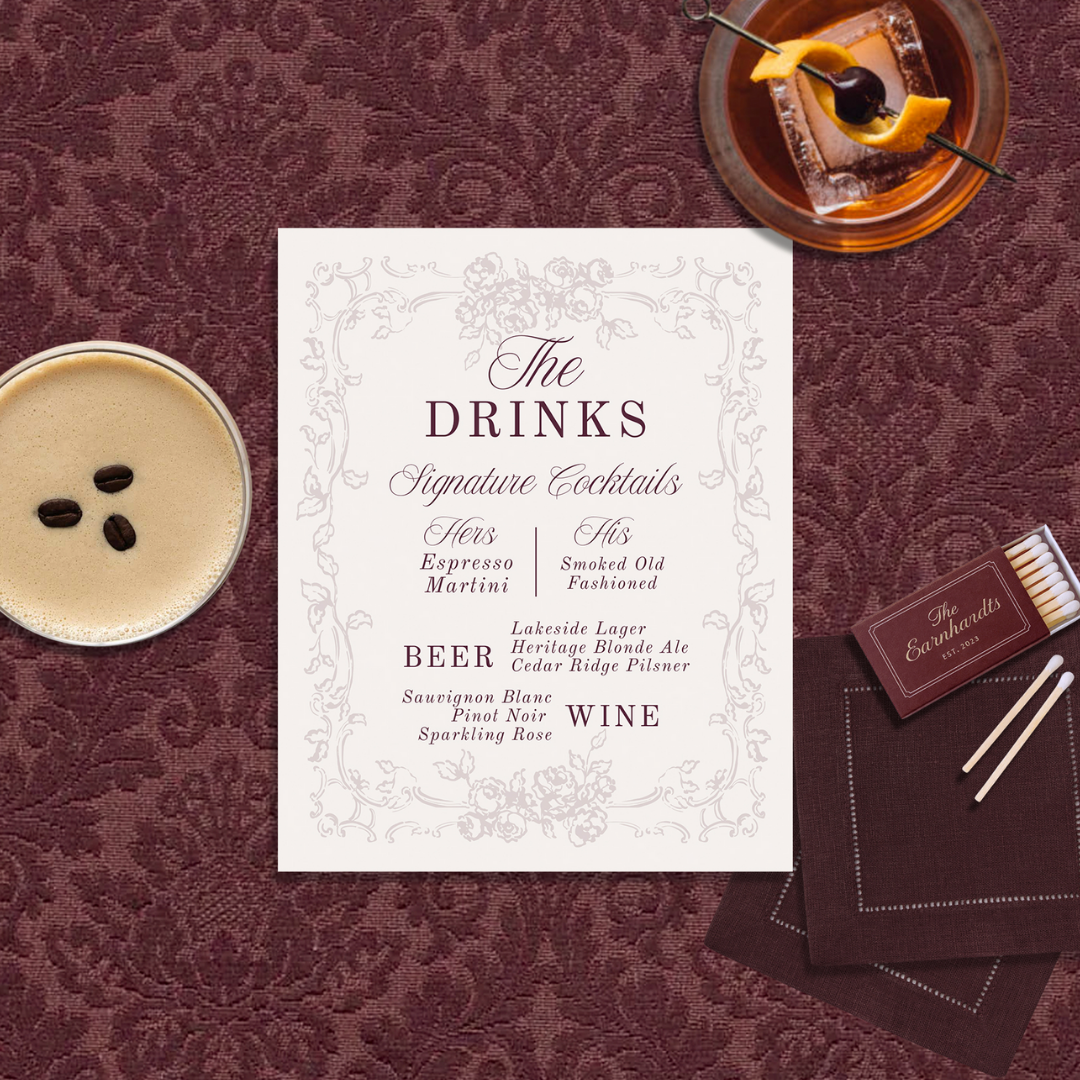 Evelyn Collection Bar Menu