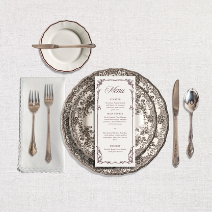 Evelyn Collection Dinner Menu