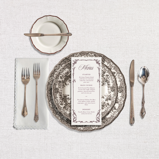 Evelyn Collection Dinner Menu