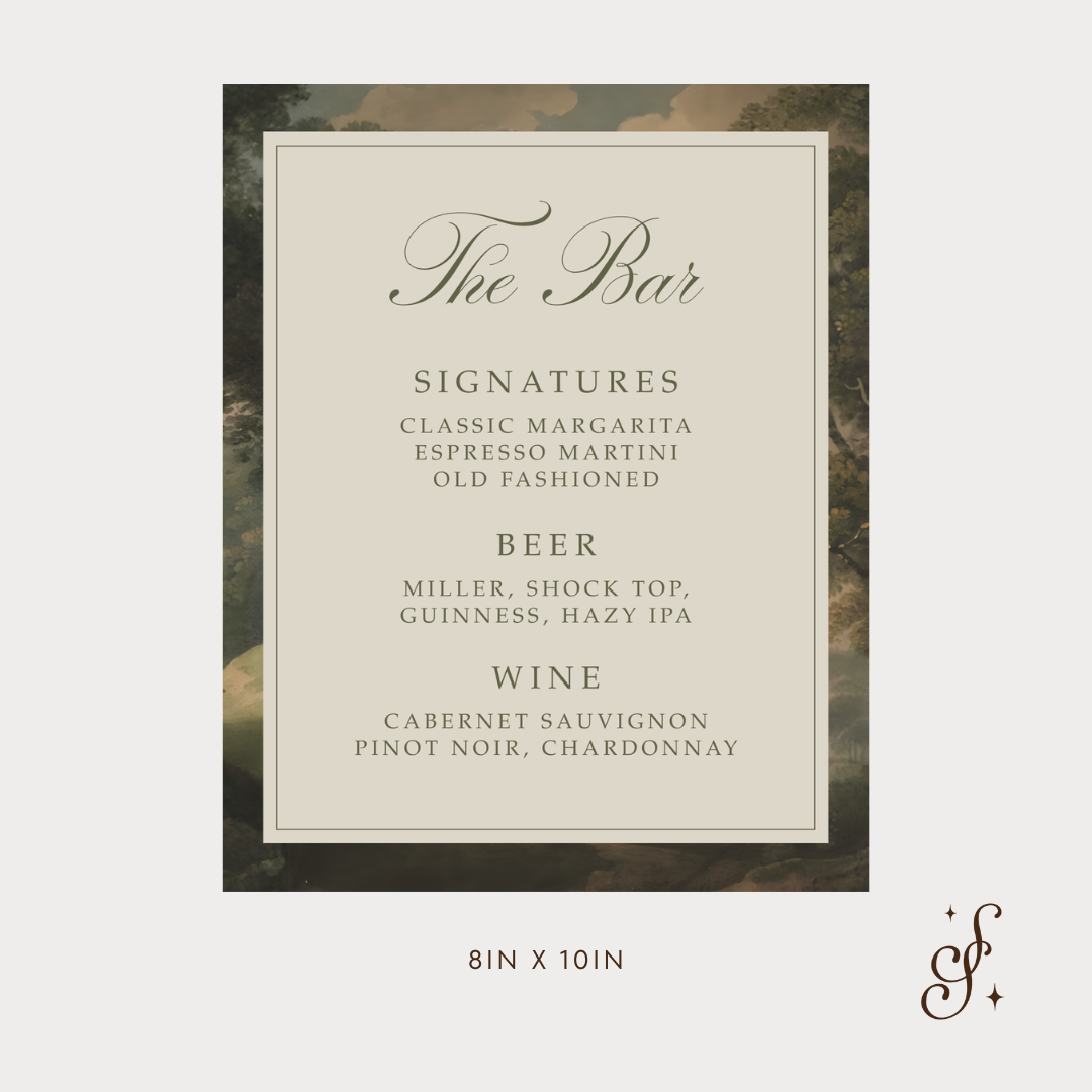 Adeline Collection Bar Menu