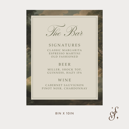 Adeline Collection Bar Menu