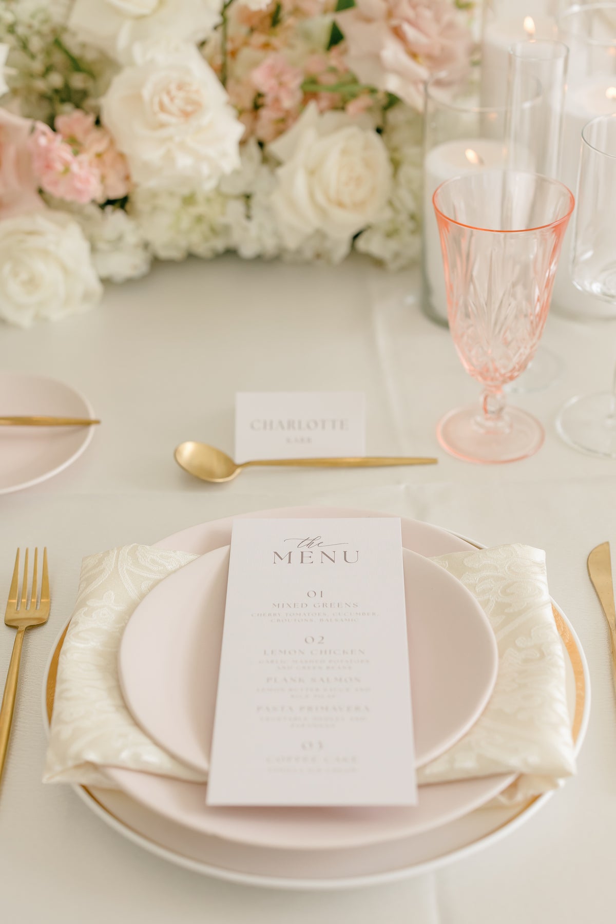 Charlotte Collection Dinner Menu