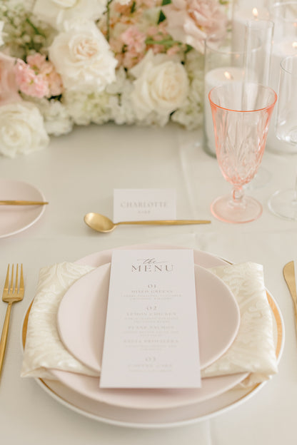 Charlotte Collection Dinner Menu