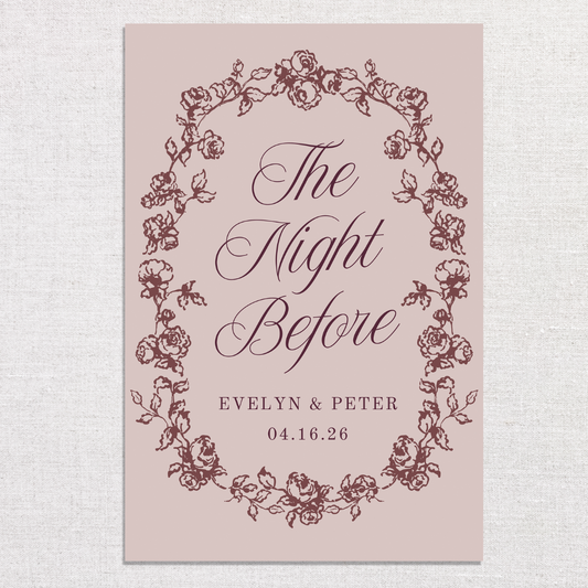 Evelyn Collection Night Before Sign