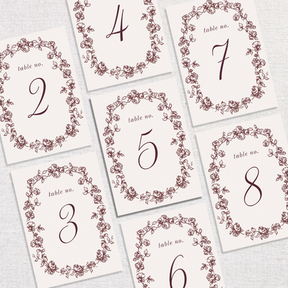 Evelyn Collection Table Numbers