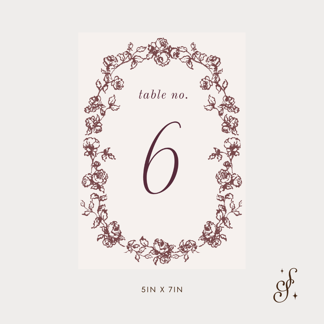 Evelyn Collection Table Numbers