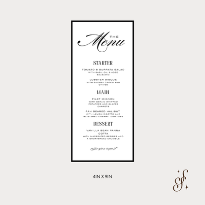 Sloane Collection Dinner Menu