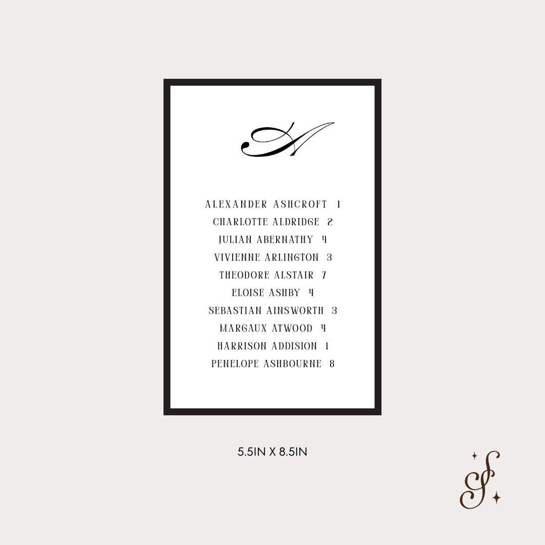 Sloane Collection Seating Card