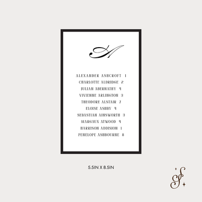 Sloane Collection Seating Card
