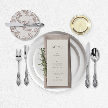 Charlotte Collection Dinner Menu