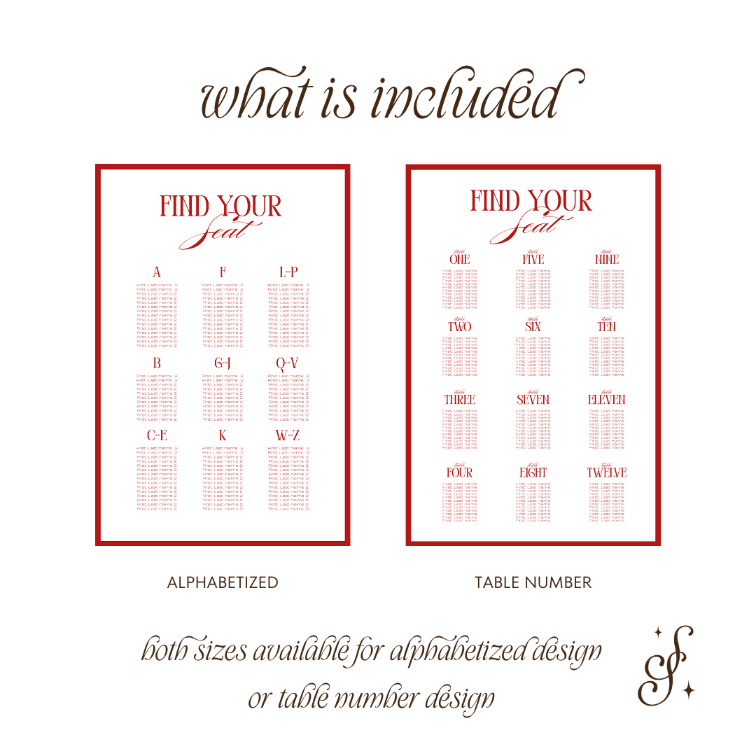 Sloane Collection Wedding Seating Chart Download